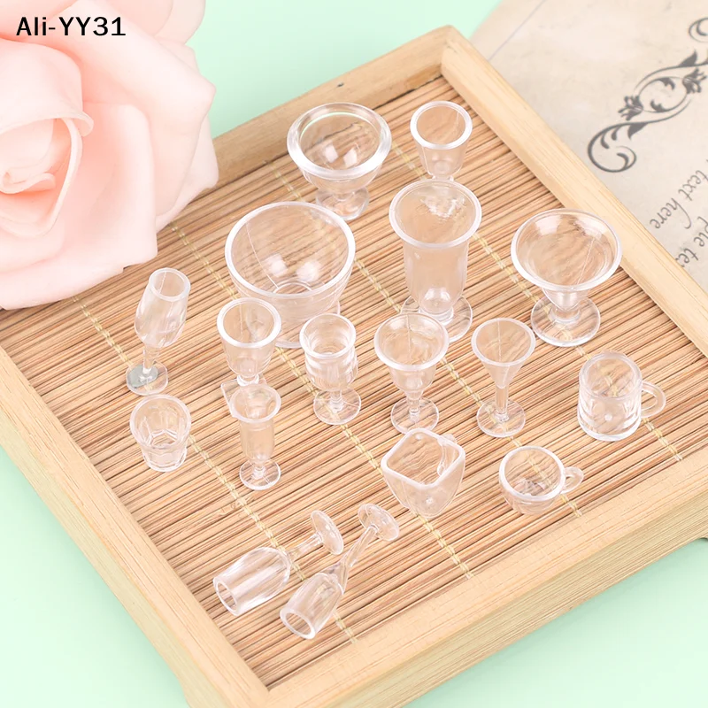【1Y】17pcs/lot plate cup dish bowl tableware set Dollhouse Miniature Toy Doll Food Kitchen living room Accessories 1:12 Scale