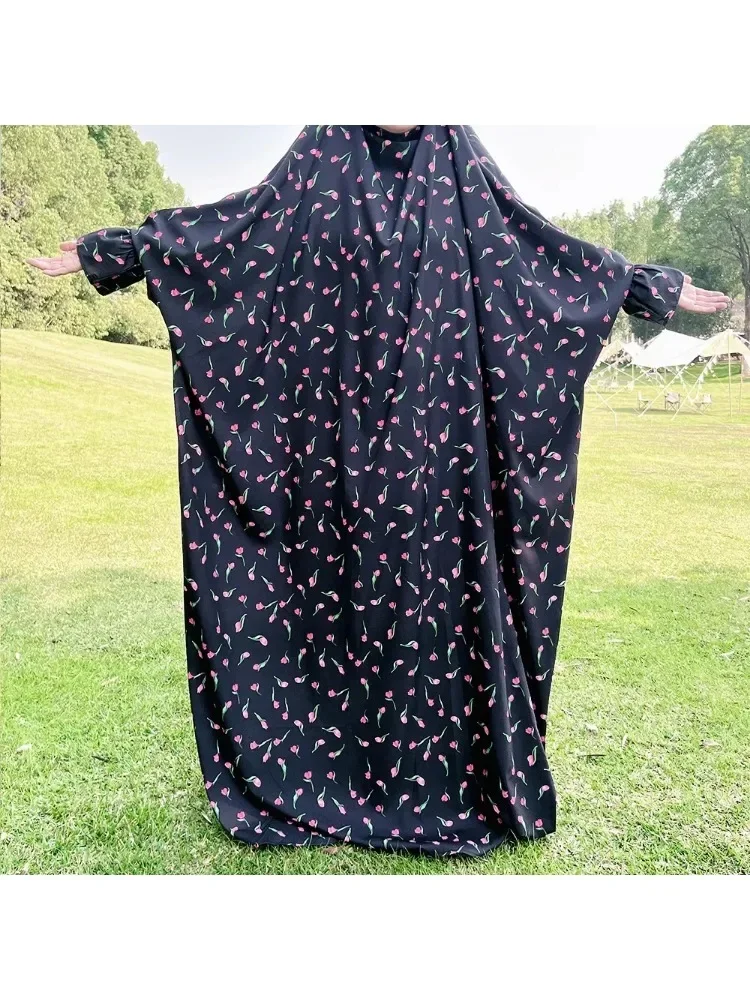 

Autumn Floral Print Hoody Abaya Muslim Prayer Dress Long Khimar Hijab Full Cover Abayas for Women Dubai Islam Kaftan Robe Niqab