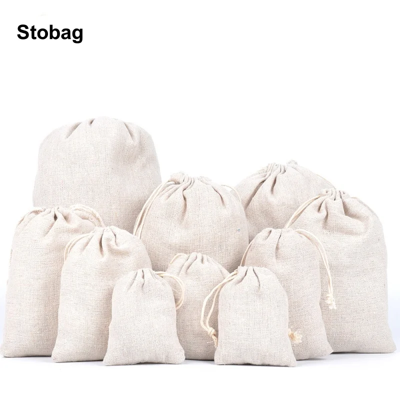 

StoBag 50pcs Wholesale Cotton Bags Small Drawstring Candy Gift Jewelry Packaging Storage Fabric Bundle Pocket Reusable Pouches