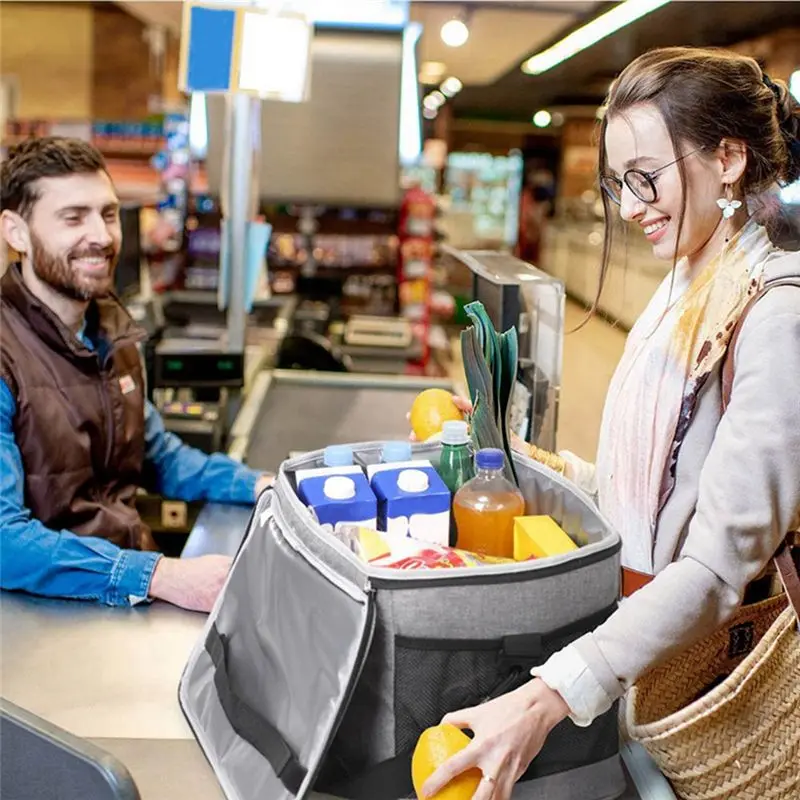 

ABJV 33L Портативный изолированный термохолодильник Сумка для ланча для работы и студентов Сумка для пикника Автомобильный пакет со льдом, 1 шт., серый