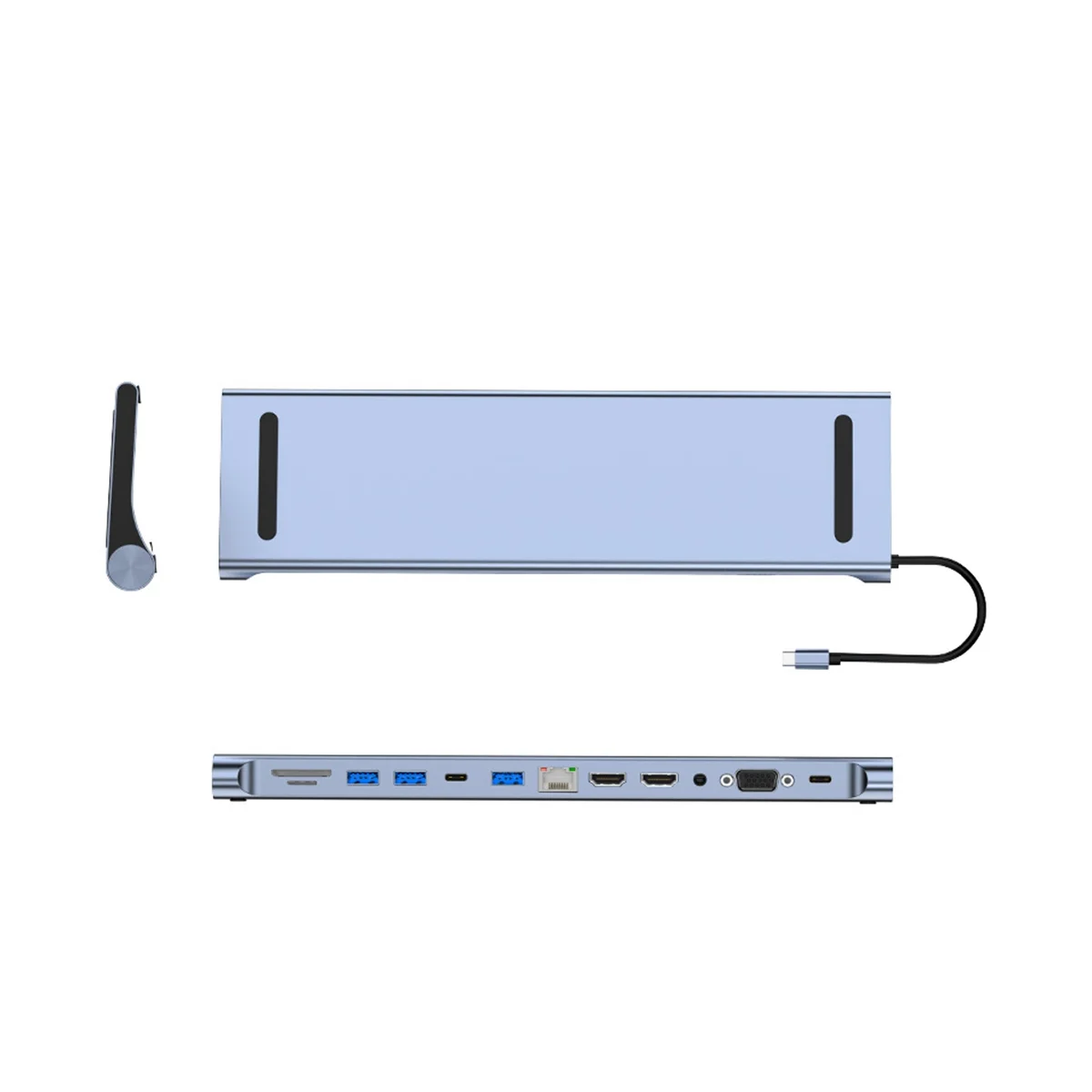 Airies USB C 12 en 1 Adaptateur USB C avec 4K -Compatible VGA USB-C 3 Gigabit Ethernet Audio SD/TF pour