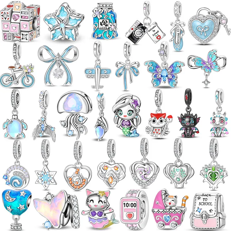 

Original S925 sterling silver charming butterfly cube bead jewelry, suitable Fit DIY jewelry making for glamorous ladies