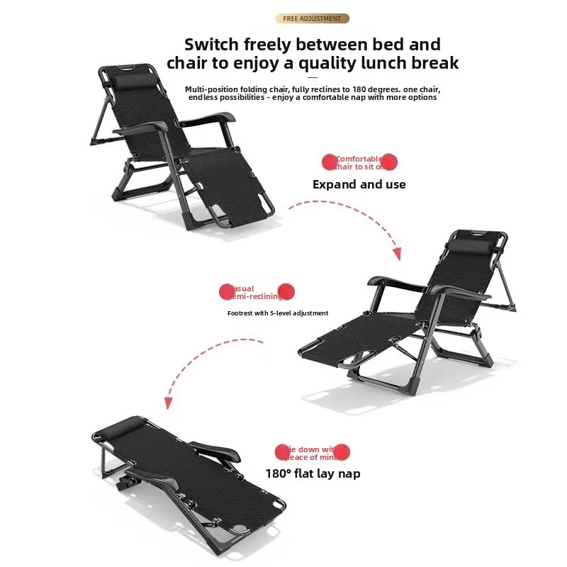 & Modern Recliner Sofa Bed Summer Home Office Folding Lunch Break Balcony Leisure Backrest Chair Metal Simple