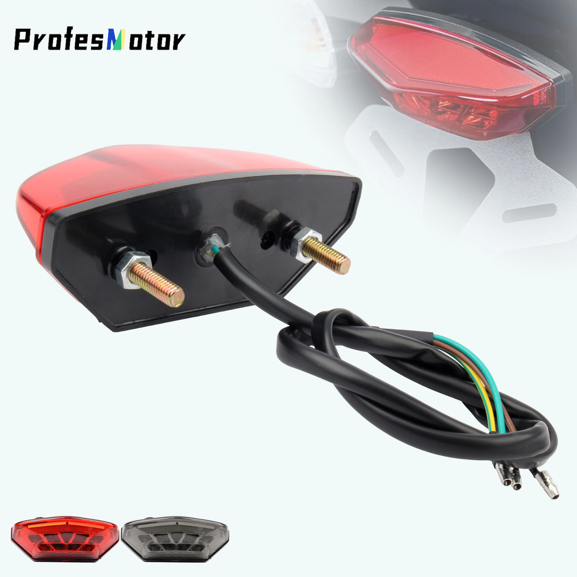 

Universal Motorcycle Taillight LED Brake Lights Stop Reversing Lamp 3 Wires For Honda Yamaha ATV Scooter Rear Tail Light Enduro
