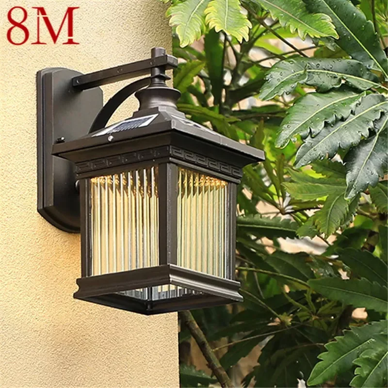 8M Solar Wall Light Fixture Outdoor Modern LED Waterproof Patio Lighting For Porch Balcony Courtyard Villa Aisle