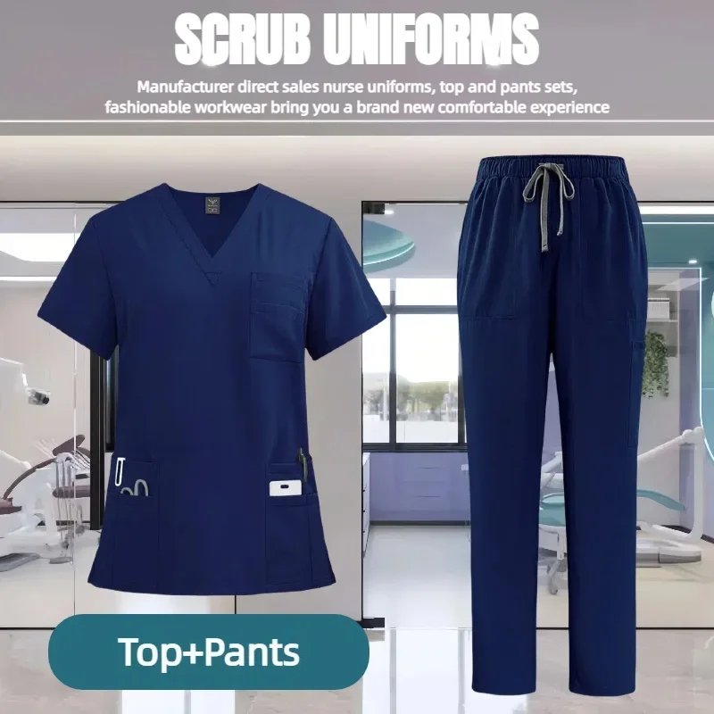 زي طبيب للعناية بالحيوانات الأليفة، شعر غير لزج، ملابس طبية للنساء من القماش الرقيق والخفيف للزي السريري الصيفي للمرأة