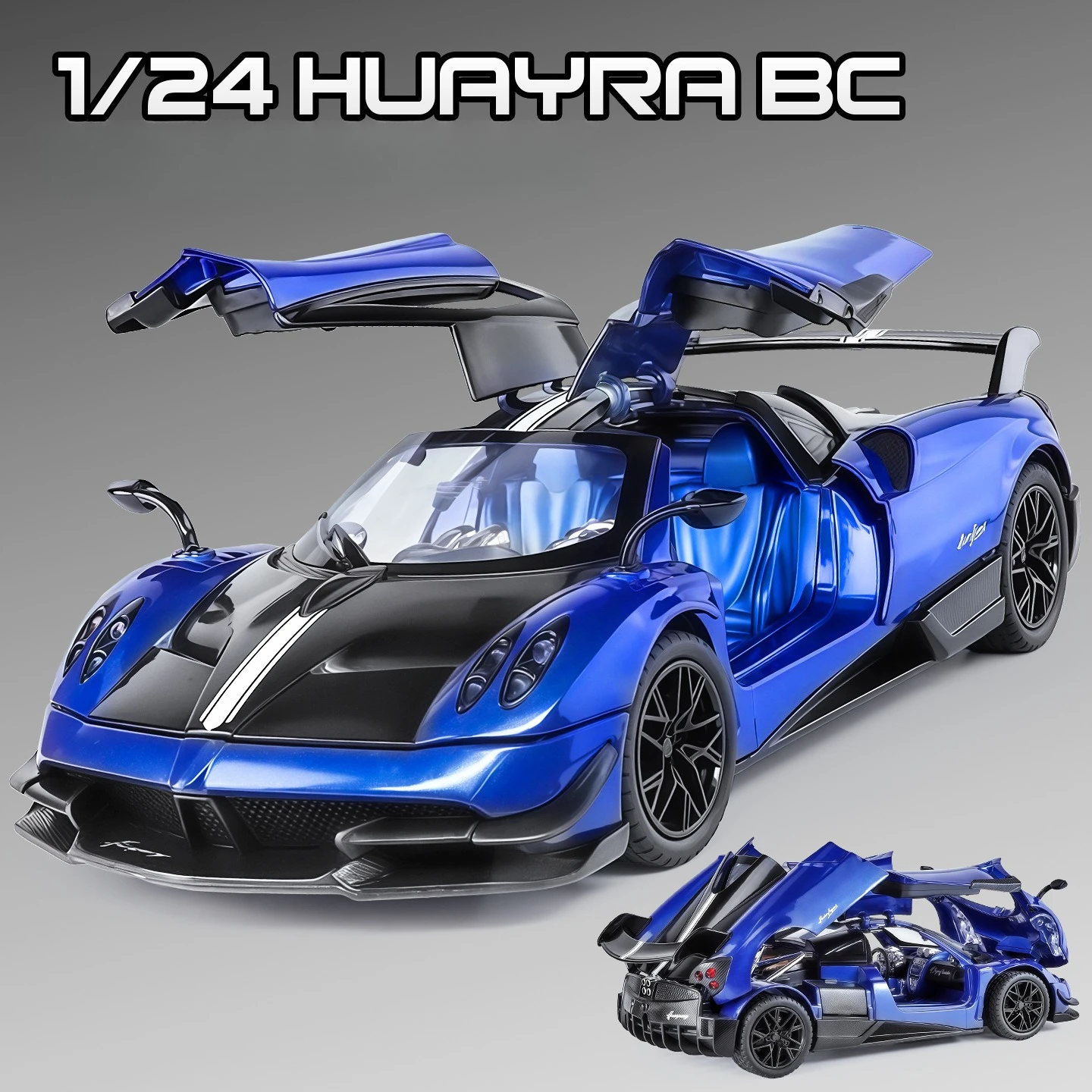 

1:24 Huayra BC Simulation Sound and Light Pull Back Alloy Car Model Children's Toy Gift Diecast Alloy Car Model Collectible