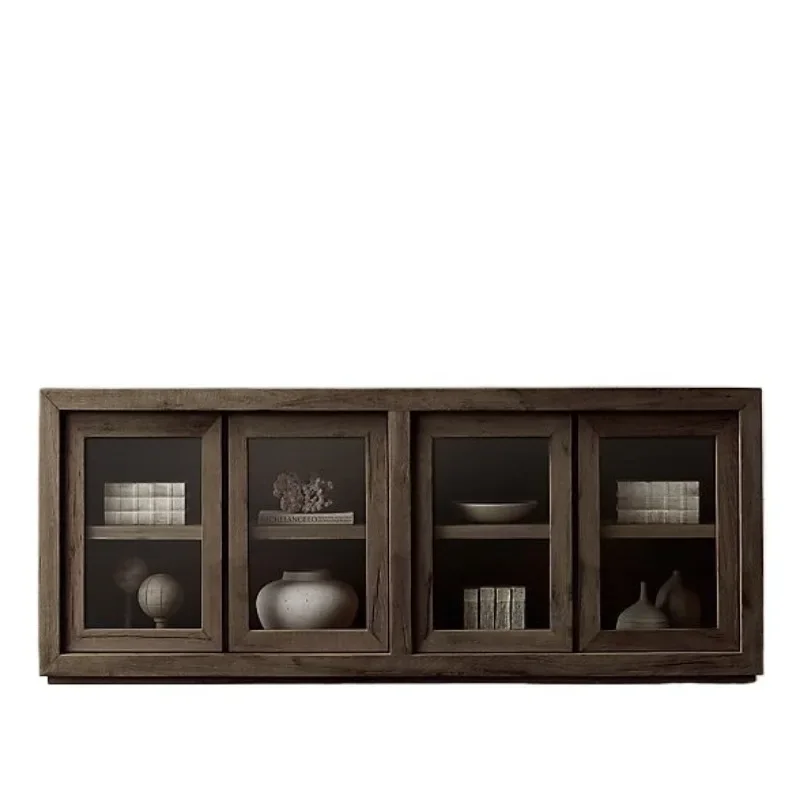 American rural solid wood dining side cabinet, simple solid wood TV cabinet, Nordic light luxury storage