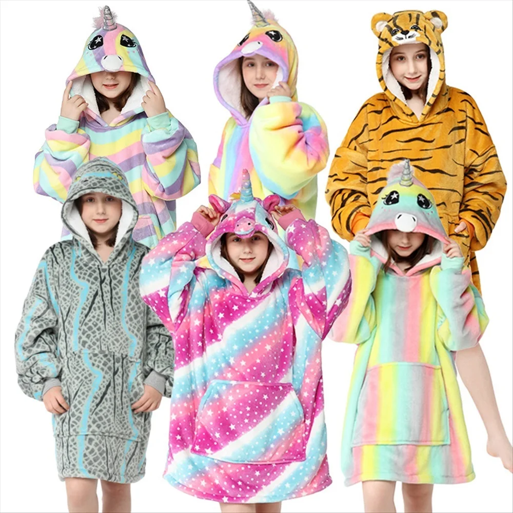 New Children's Printed Lazy Suit Set Head Fleece Sweater Hooded Lazy Blanket Outdoor Function Cotton-padded Winter Jacket