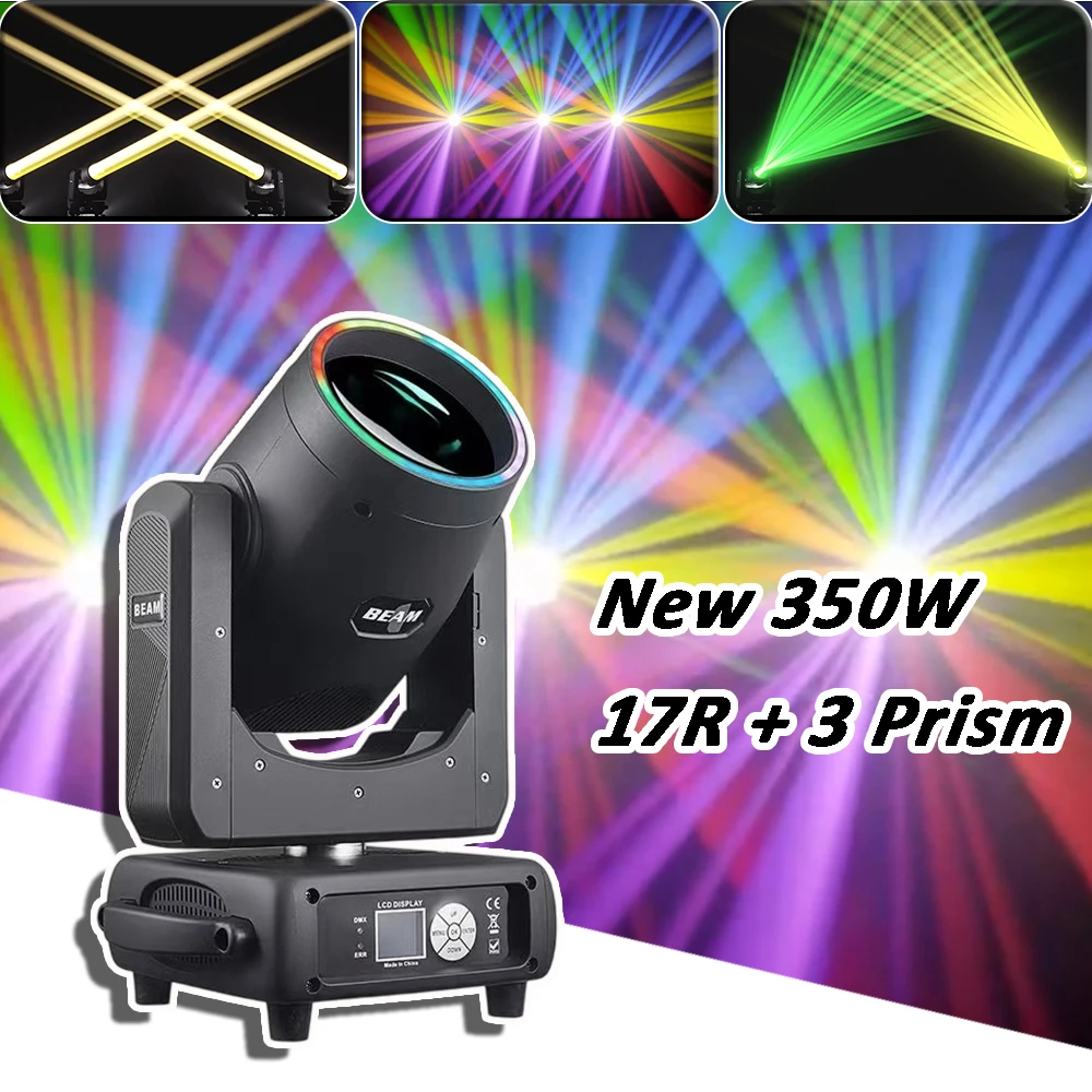

New 350W 17R 3 Prism Aperture Beam Moving Head Light Laser Light Focus Atomization Pattern Water Rainbow Effect DJ Disco Wedding