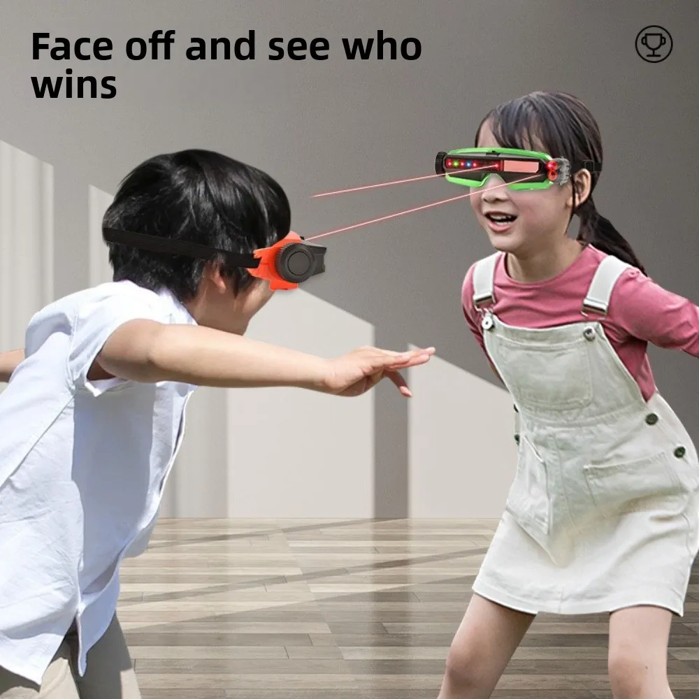 2pcs Simple Adjustable Laser Shoot Goggles Toy LED Light Beams ABS Laser Game Up To 10m Role Play Cool Glasses For Kids