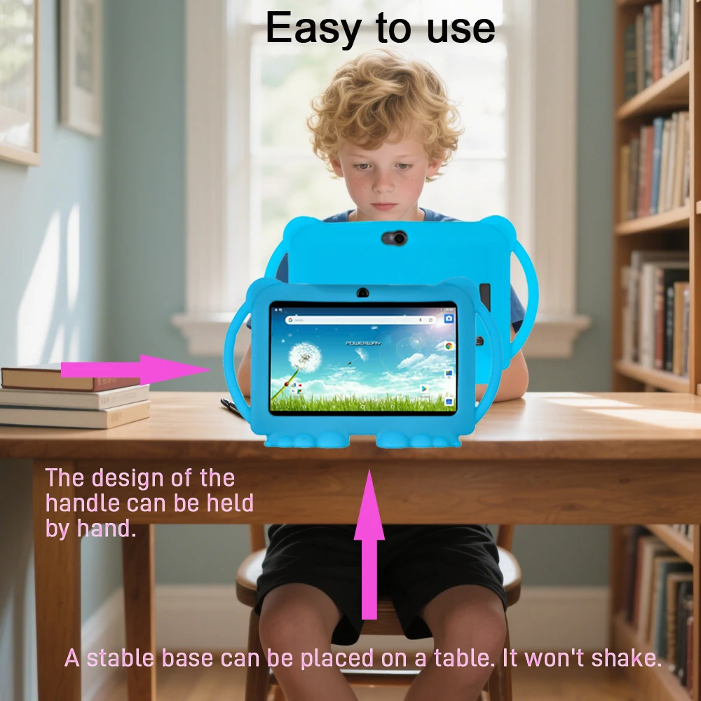 2025 32GB Kids Tablet Cartoon Kids-Proof Case 5G WiFi Google Dual Camera Learning Education Toy Tablet Android 12 Children PC