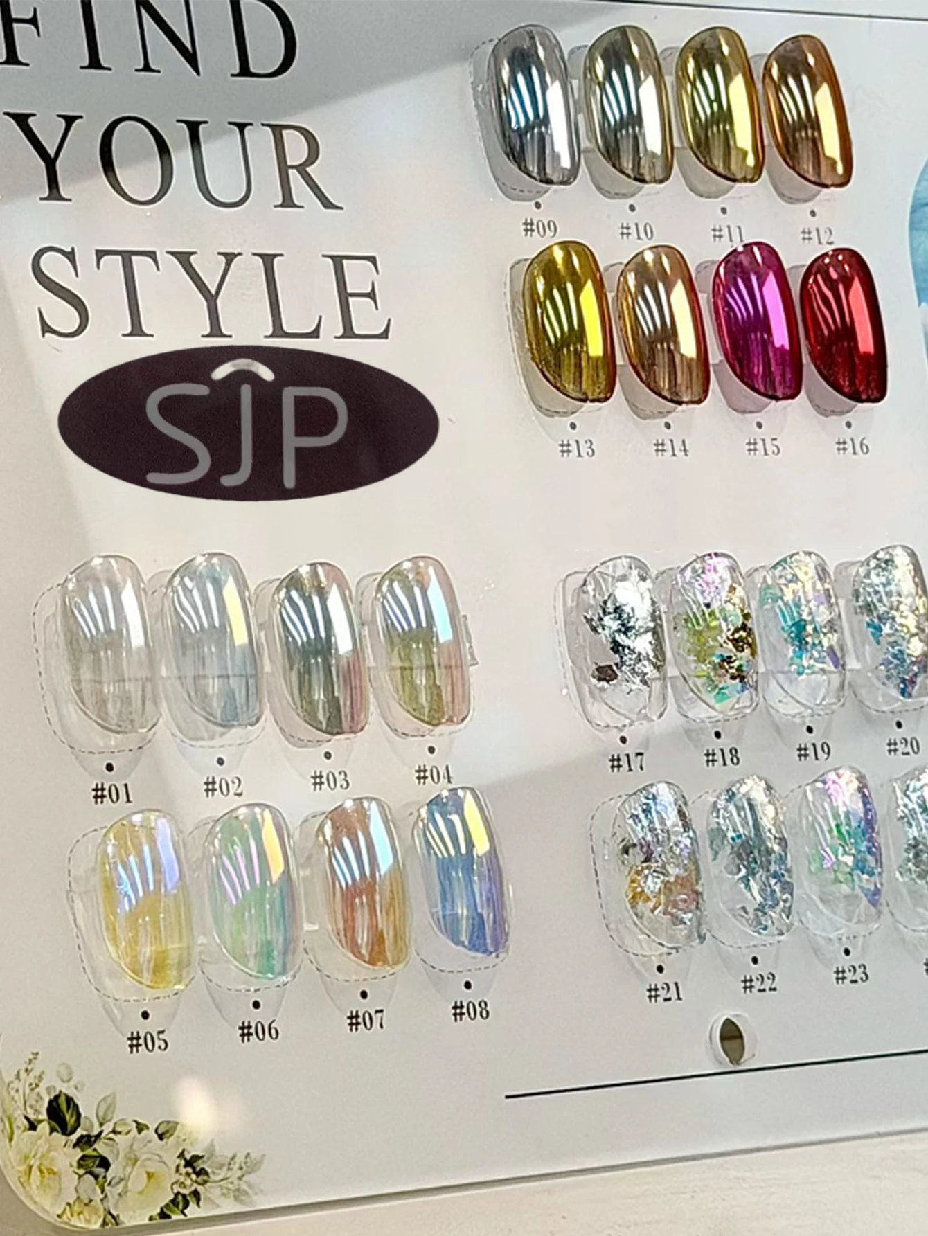 مسحوق مرآة سحرية ممتازة لضوء القمر 1/24 لونًا، مسحوق أوبال، مجموعة مسحوق مرآة سحرية مع حوامل ألوان وصندوق تخزين #3