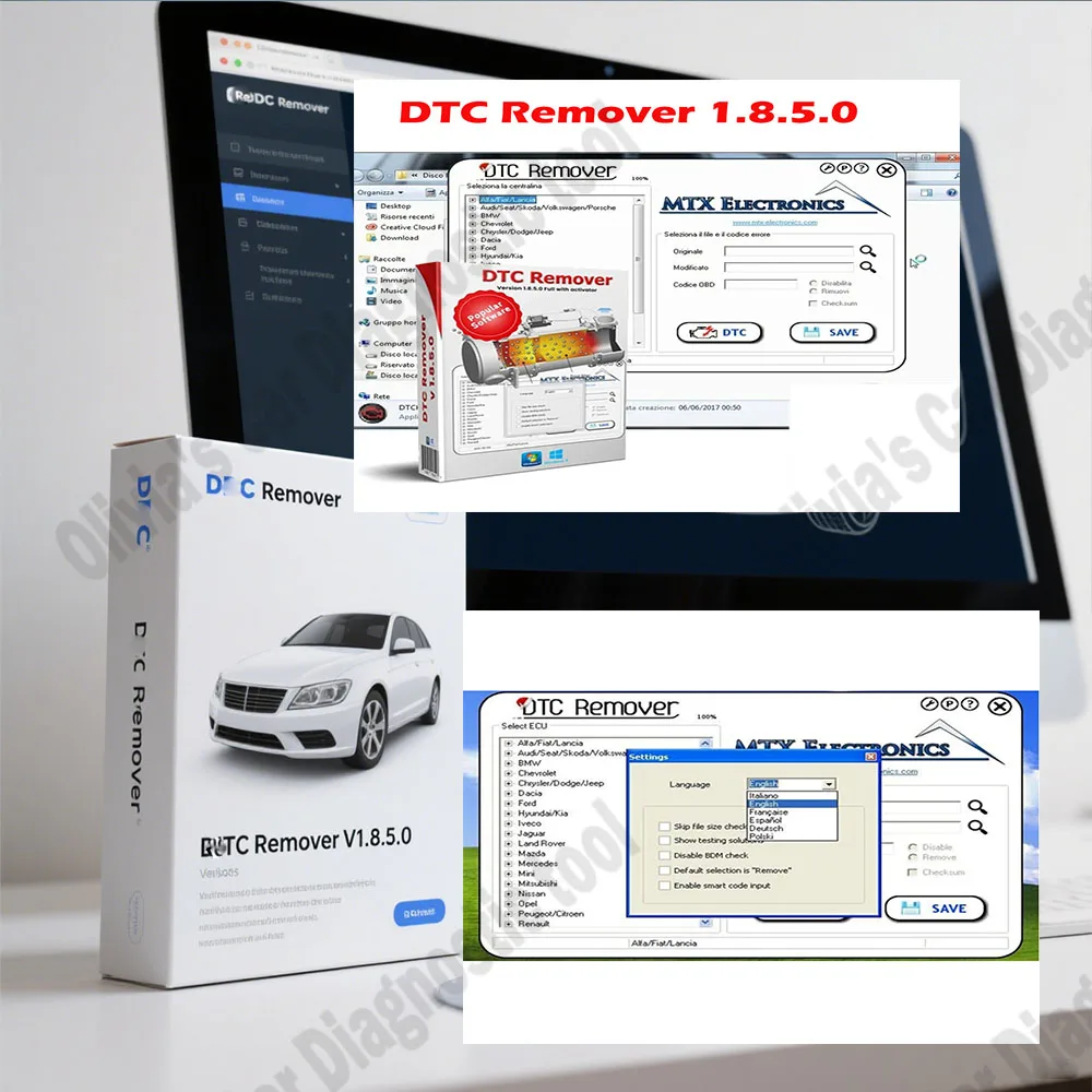 

DTC Remover Car accessories For KESS KTAG FGTECH OBD2 Software MTX DTC Remover 1.8.5.0 With Keygen + 9 Extra ECU Tuning Software