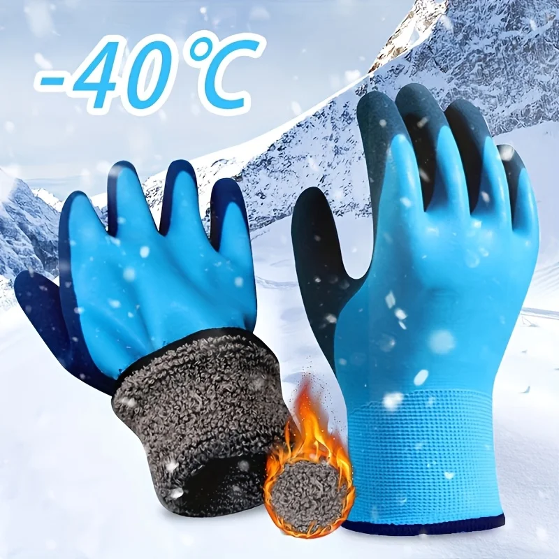 1 pair of men's cold and waterproof winter work gloves, warm and durable mechanical gloves, suitable for cold weather view 2
