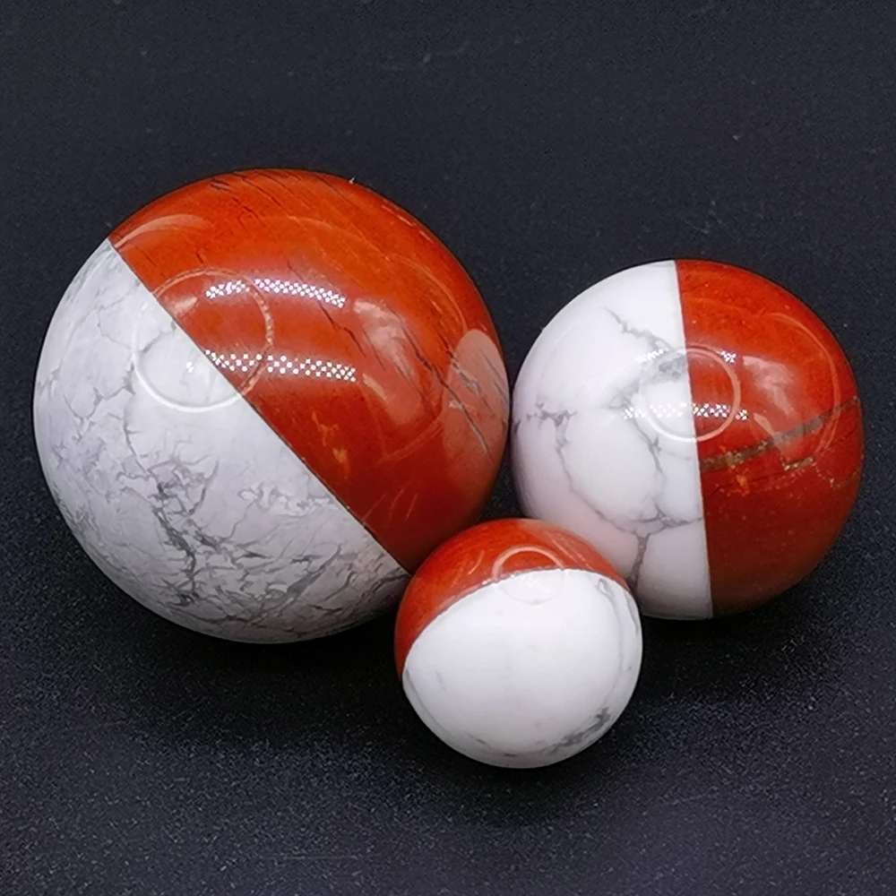 Natural Crystals Healing Stones Cartoon Pocket Monster Sphere Ball Red Jasper Howlite For Children Christmas Gifts Decoration - view 4