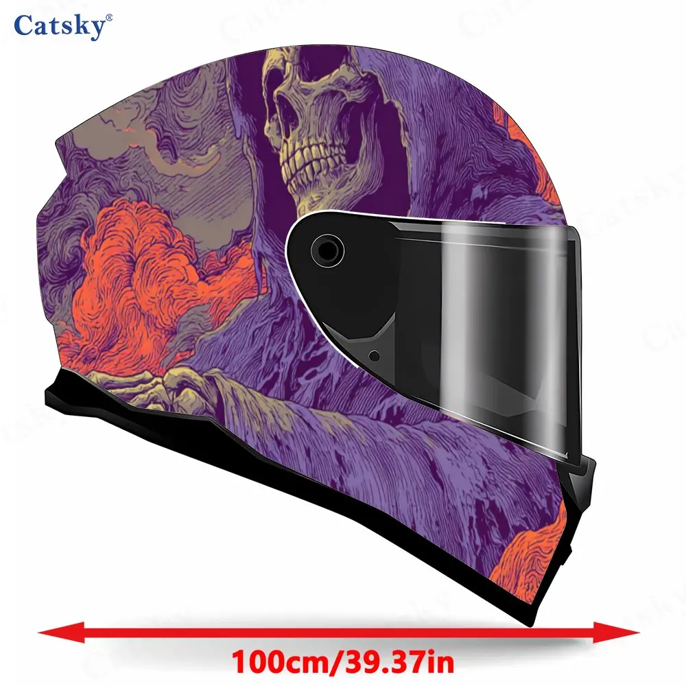 Purple Death Reaper Dark Flying Black Crow Helmet Vinyl Wraps, Waterproof Scratch-Resistant Full Face Helmet Decals, Durable PVC view 2
