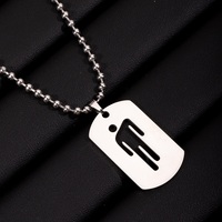 1Pcs New Fashion Skew Head Tag Stainless Steel Pendant Necklaces for Men Women Wholesale Hip Hop Jewelry