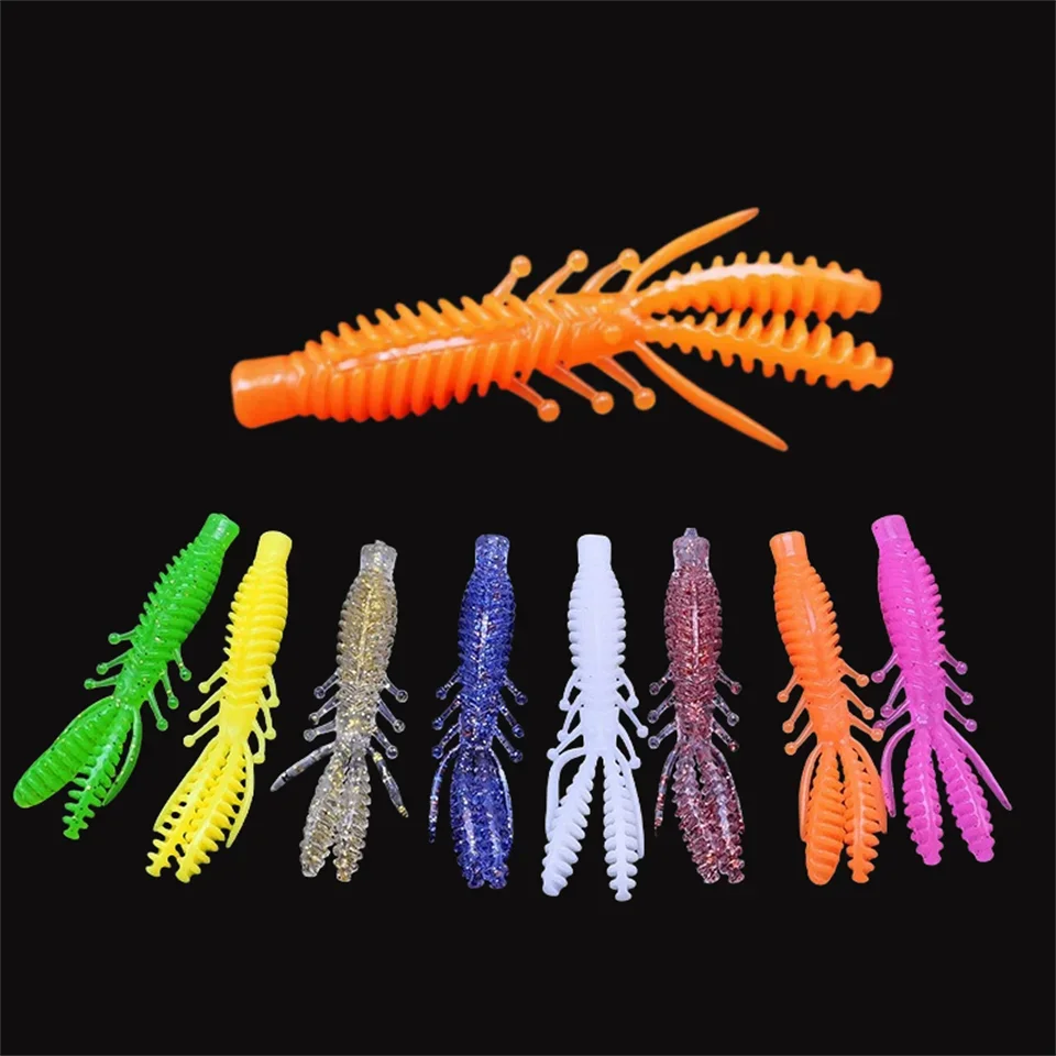 10PCS/lot 6.5cm 7CM Floating Bibi shrimp ned fishing group soft shrimp soft insect fishing bait bass orange fish