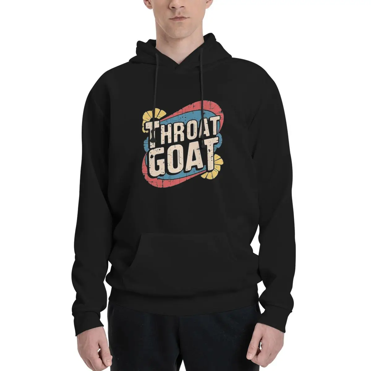 

Throat Goat_-_Retro Men's Warm Fleece Hoodie - Durable Polyester Material, Perfect for Outdoor Activities and Casual Style