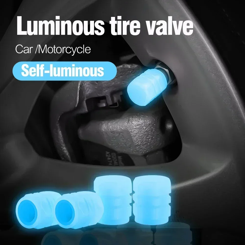 4PCS/SET General Motors Tire Valve Cap Fluorescent Luminous Car Motorcycle Bicycle Bicycle Hub Tire Hub Luminous Stem Cover Trim view 3