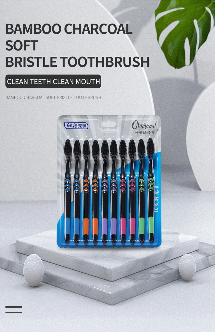 10PCS Toothbrush Natural Bamboo Toothbrushes Set Soft Bristle Charcoal Teeth Whitening Bamboo Toothbrushes Soft Dental Oral Care
