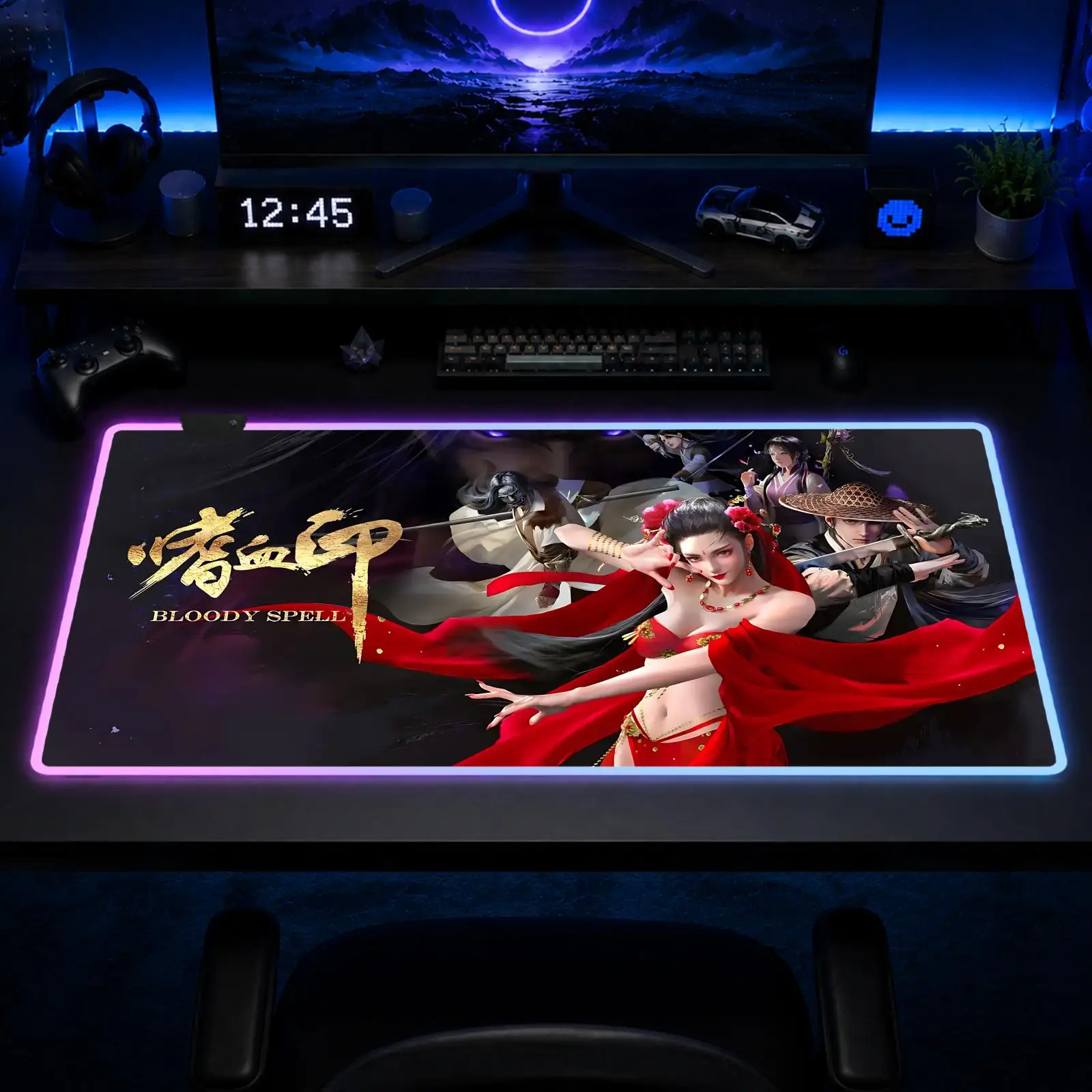 

Bloody Spell Mouse Pad Gaming Anime Mouse Pad XXL RGB Desk Mats LED Table Pads Backlit Rubber Desktop