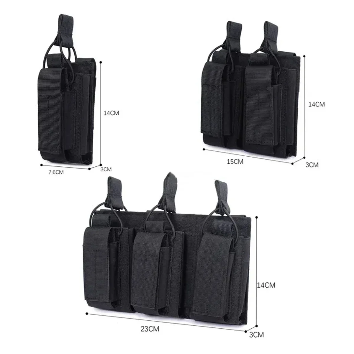 9mm Magazine Pouch Single Double Mag Bag Outdoor Hunting Molle Open-Top Magazine Pouch for Glock M1911 92F Torch Triple Bag