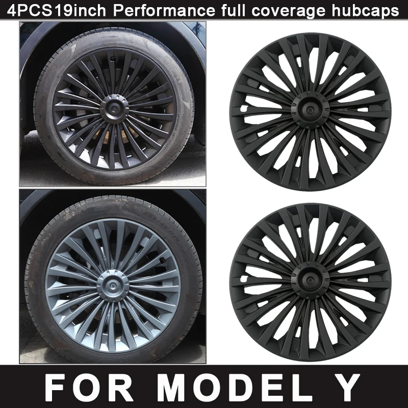 

4PCS Hub Cap for Tesla Model Y Wheel Cap Performance Replacement 19-Inch Automobile Hubcap Full Rim Cover Accessories 2019-2024