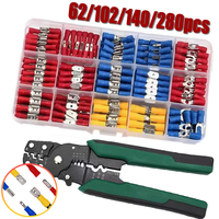 62/102/140/280pcs wire connectors Cold pressed insulated terminals Spade connector kit Cable connectors with 4 in 1 stripper