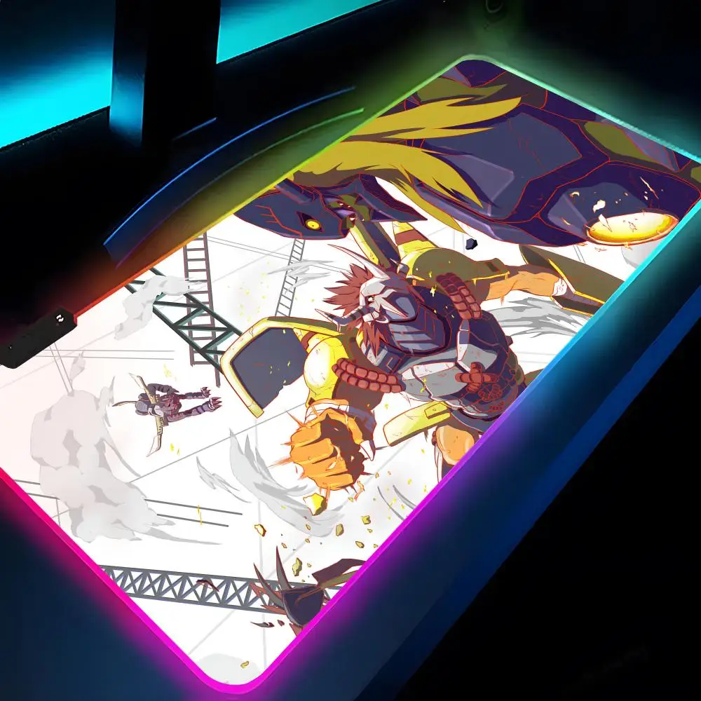 Anime D-Digimon Adventure Mouse Pad Rgb Xxl Laptop Mat Gaming Mousepad Backlit Keyboard Gamer Girl Table Pads Desk