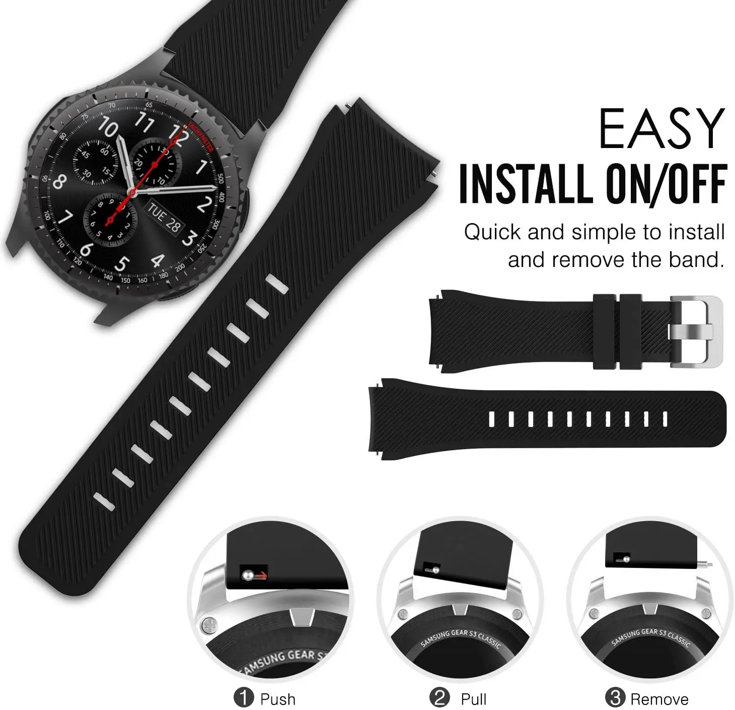 Correa de silicona para Samsung Galaxy Watch 3, banda deportiva cómoda de 22mm, 45mm, Gear S3, Huawei Watch 3, GT3, Amazfit GTR 3, 47mm