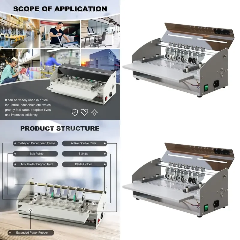 for SH-500 Electric Paper Creasing Machine Manual Cardboard Scoring Tool for DIY Craft Bookbinding Office School Supplies