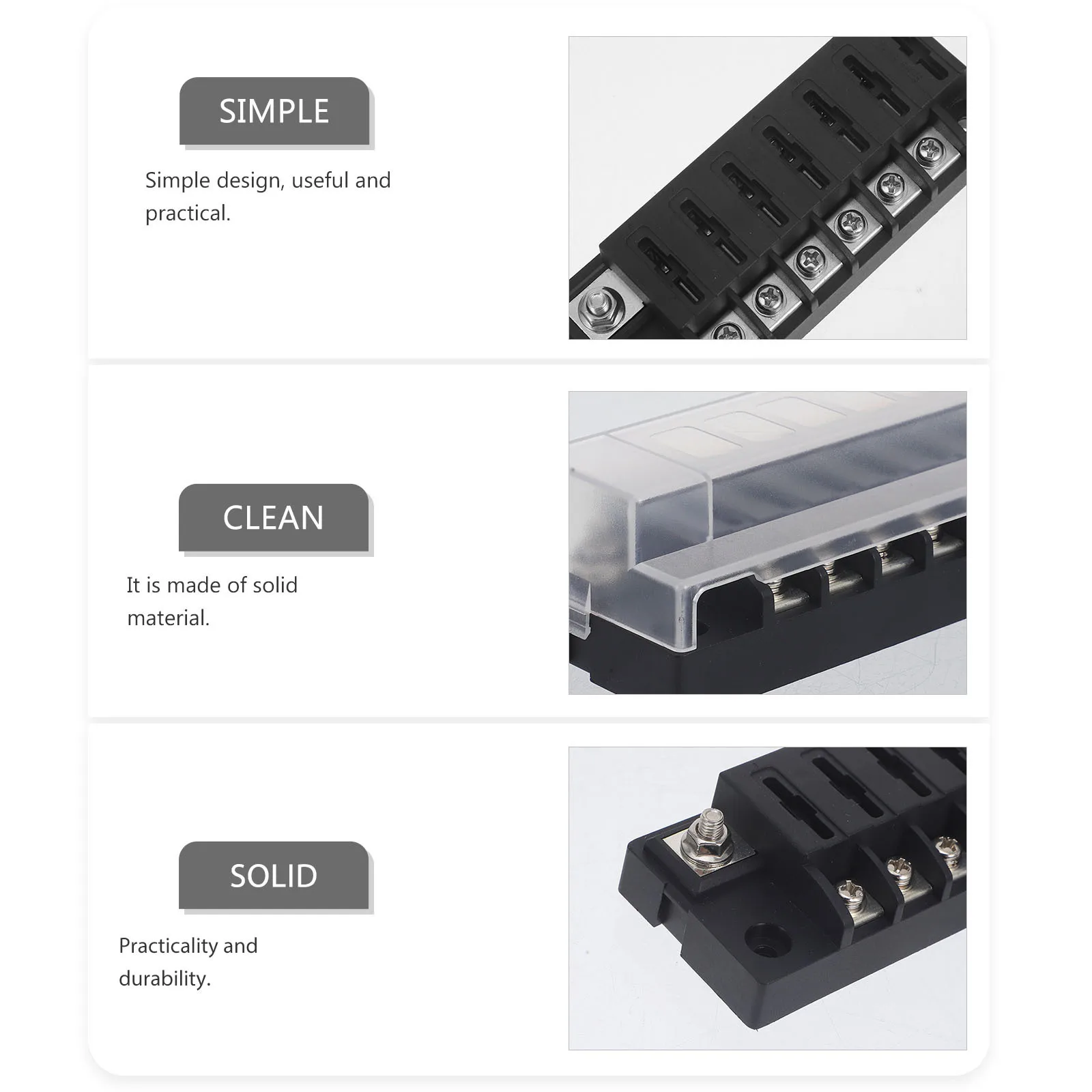 

1 Set 6 Way Fuse Block Automotive Fuse Box Marine Boat Panel Durable Pc Material Ground Locations Easy Installation Car Rv