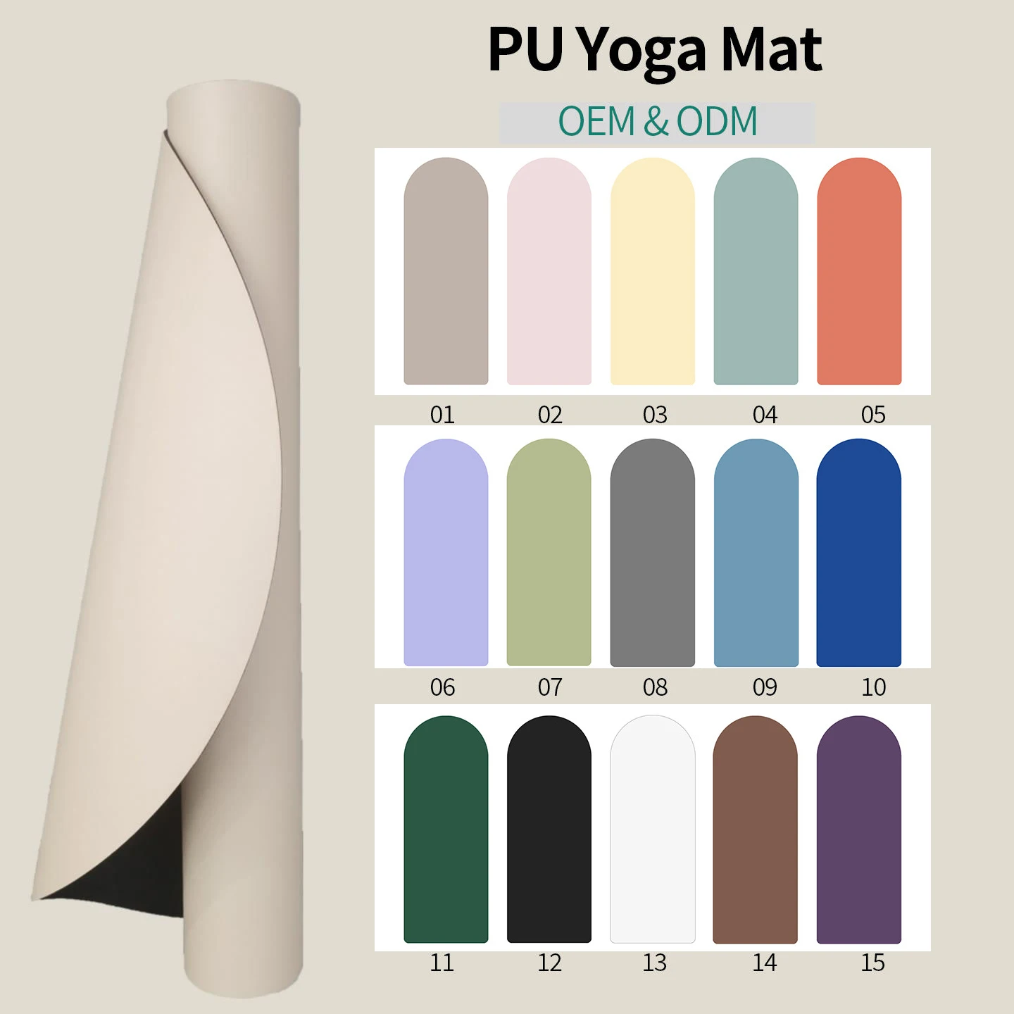Custom Logo Printed Arch Yoga Mat 5mm Thick Oval Non Slip PU Fitness Mat for Pilates & Relaxation