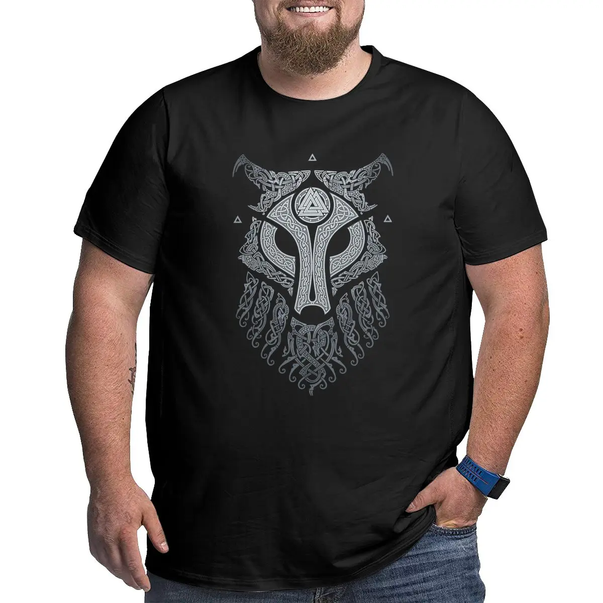 ULFHEDNAR Wolf Graphic Vikings Simbol Valknut Vikings Knotwork Nordic Warrior Nordic Mythology Plus Size 4XL 5XL 6XL T-Shirt