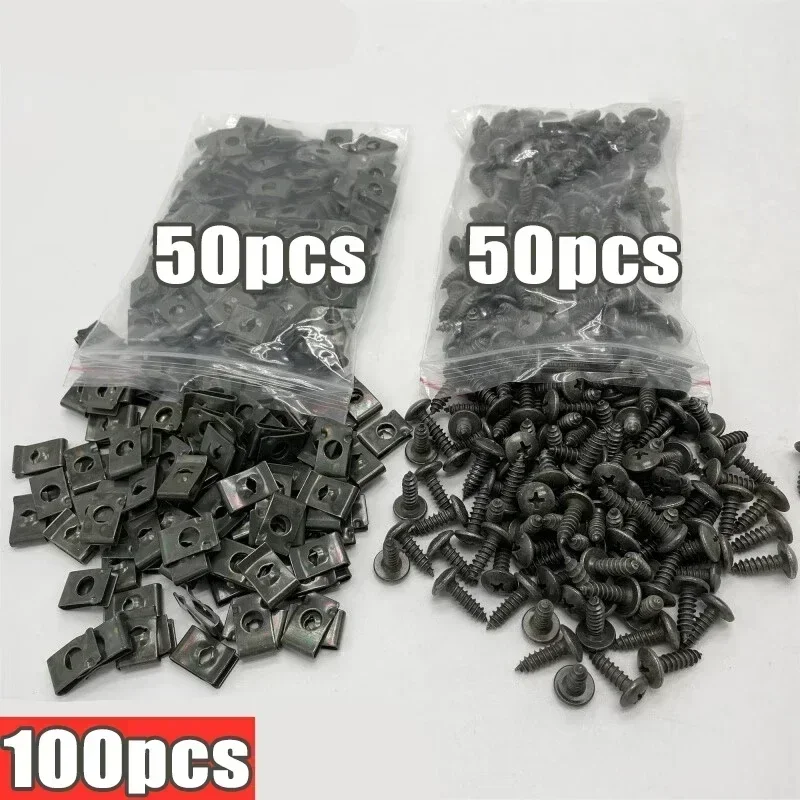Mixed Metall Selbstschneidende Schrauben Verschluss U-förmige Clips Auto Motorrad Anti-rost Schraube RetainerClip für Roller ATV Moped E-bike
