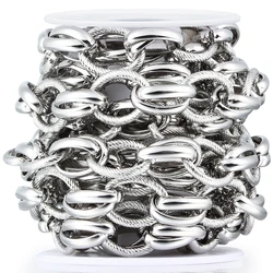 Width 15mm Big Stainless Steel Oval Link Chains For DIY Jewelry Making Double Buckle Bracelets Long Necklace Twisted Chain Bulk