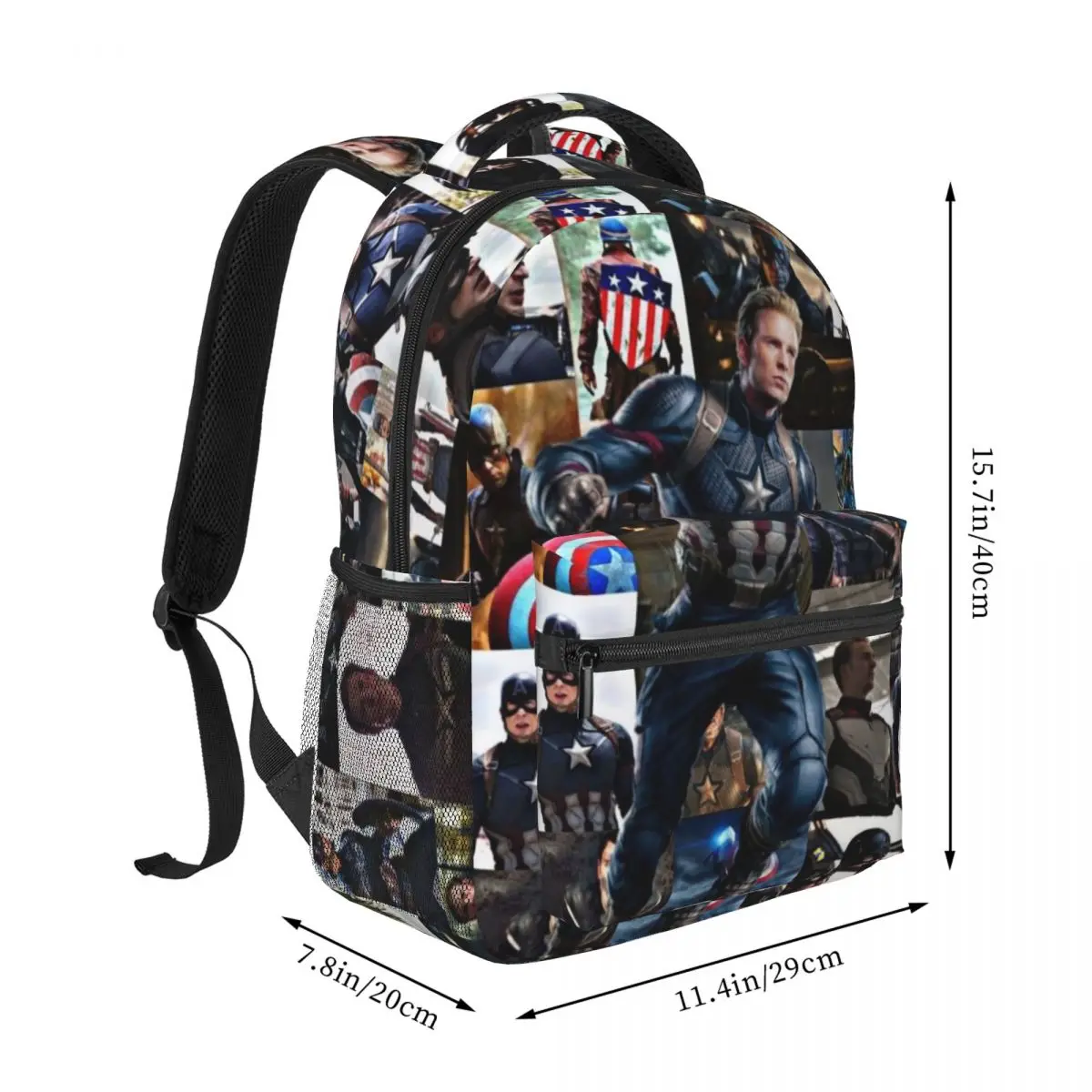 Captain America New Fashionable Pattern School Bag Print Lightweight Backpack 17inch