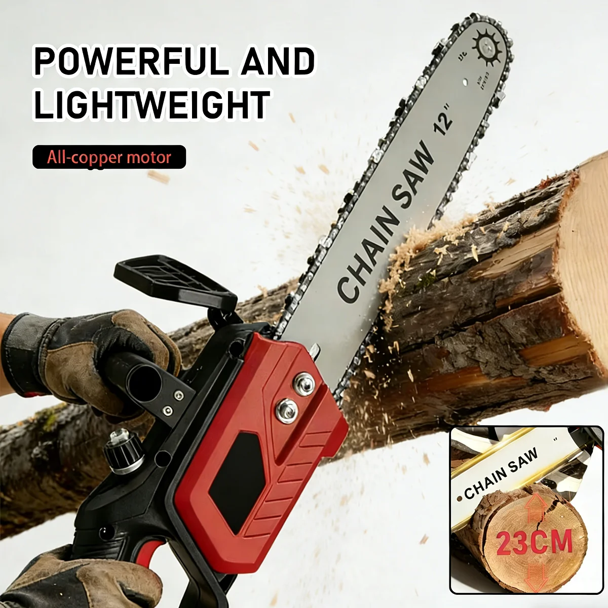 Tungfull Brushless Electric Chain Saw High Power Cordless Lithium Chainsaw for Home Tree Cutting Wood Logging (Handheld Outdoor)