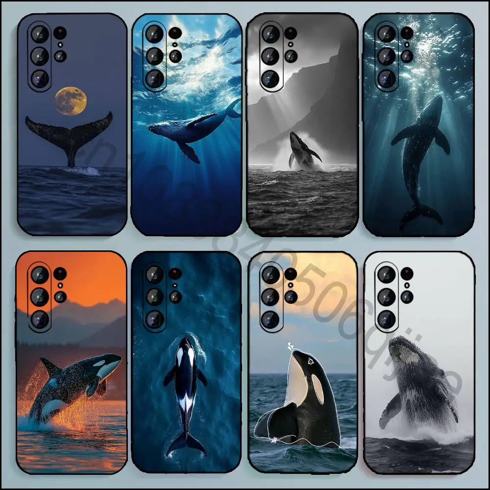 

Whale Phone Case For Samsung Galaxy A13,21s,22,31,32,52,53,71,80,A91 Soft Black Shell