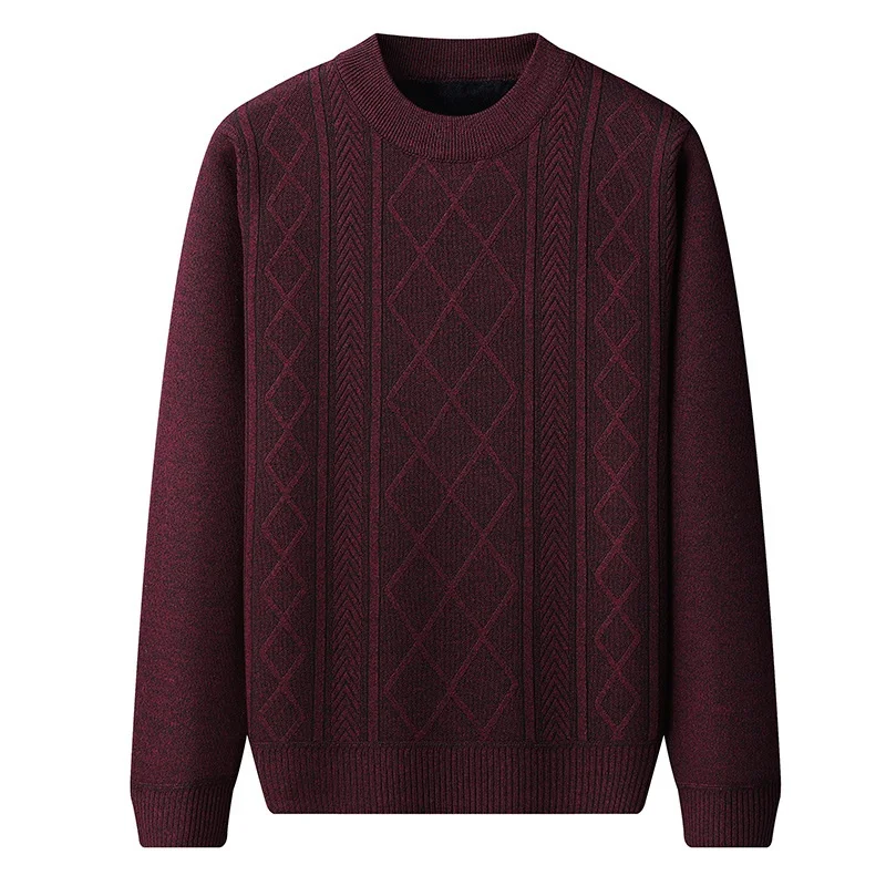 

Thiened Fce Long Sve круглый мужской свитер Ne, зимний теплый повседневный вязаный свитер для папы, повседневная одежда из полиэфирного волокна