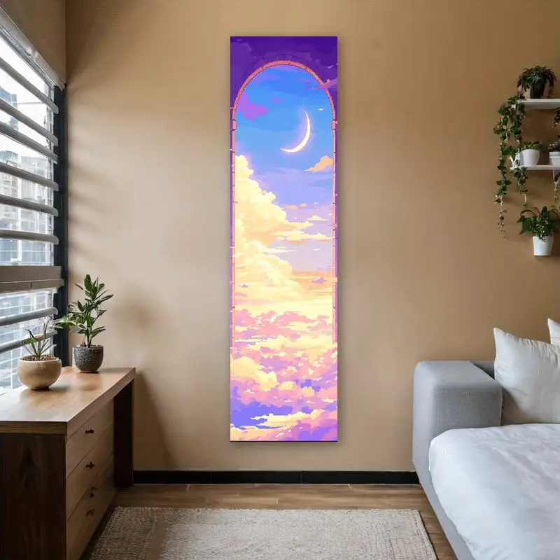 Long Vertical Version Sky Moon Tapestry Mural Living Room Apartment Background Wall Decoration Room Decoration