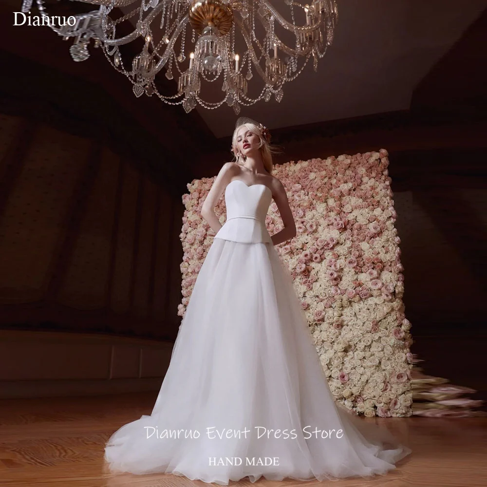 

Свадебное платье Dianruo А-силуэта из многослойного фатина, романтичное, без рукавов, с вырезом «сердечко», для гражданской церемонии, на заказ