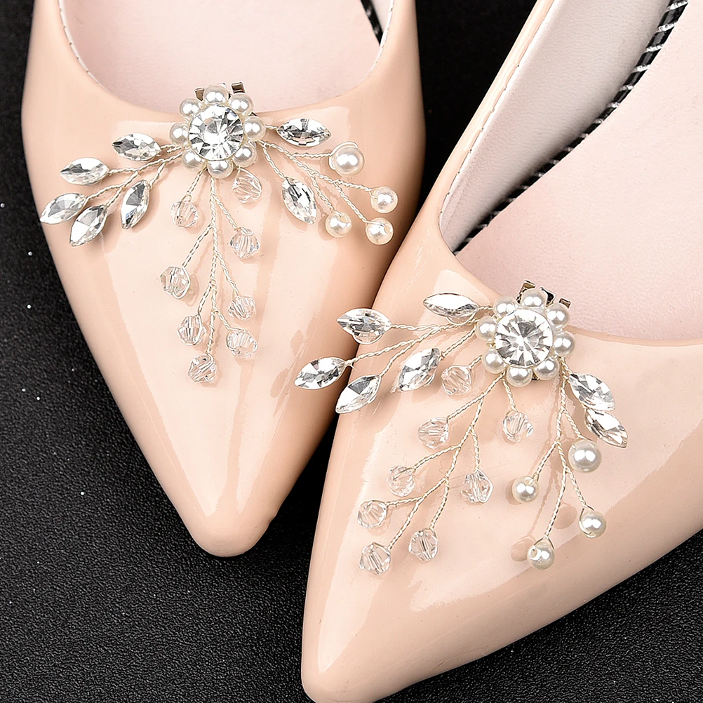 

Pearl Rhinestone Decorative Bridal Flower Bridal Shoe Clips Buckles Shoe Jewelry for Women Wedding Party Heel Accessories