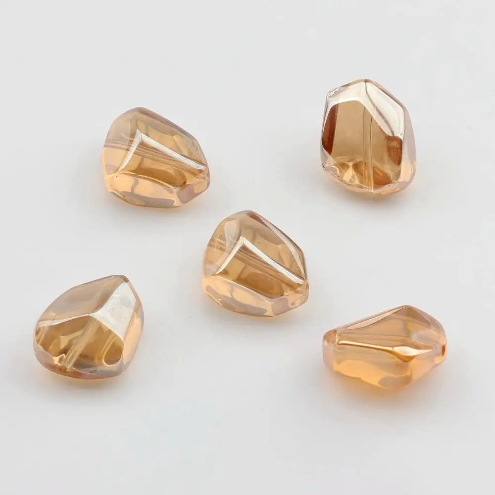 Crystal Glass Beads Geometry Stone Shape Cut Faceted Interval Loose Beads 10pcs For DIY Jewelry Making Accessories