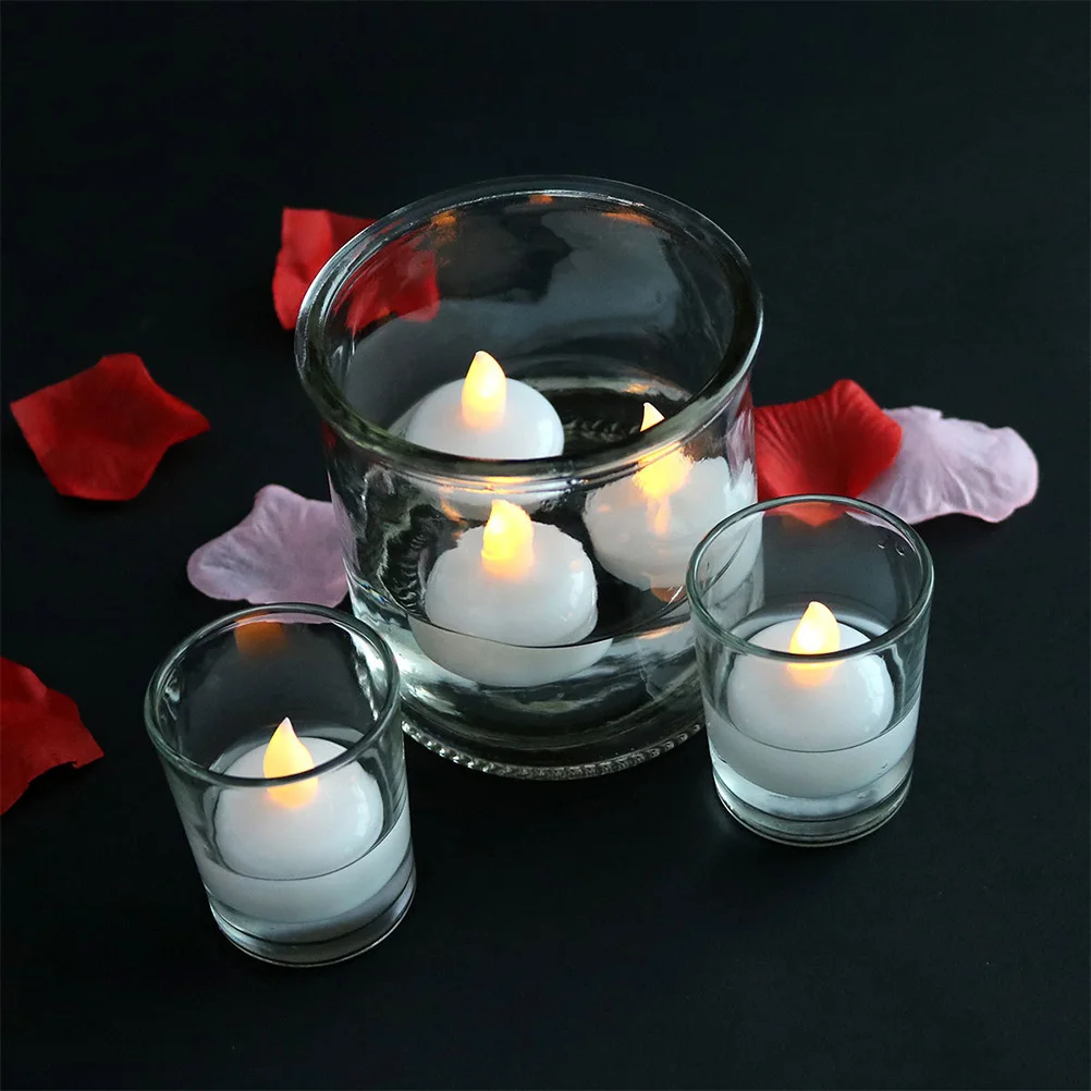 

12 Pcs Waterproof Light Warm Candles Led Floating Round for Swimming Pool Flameless