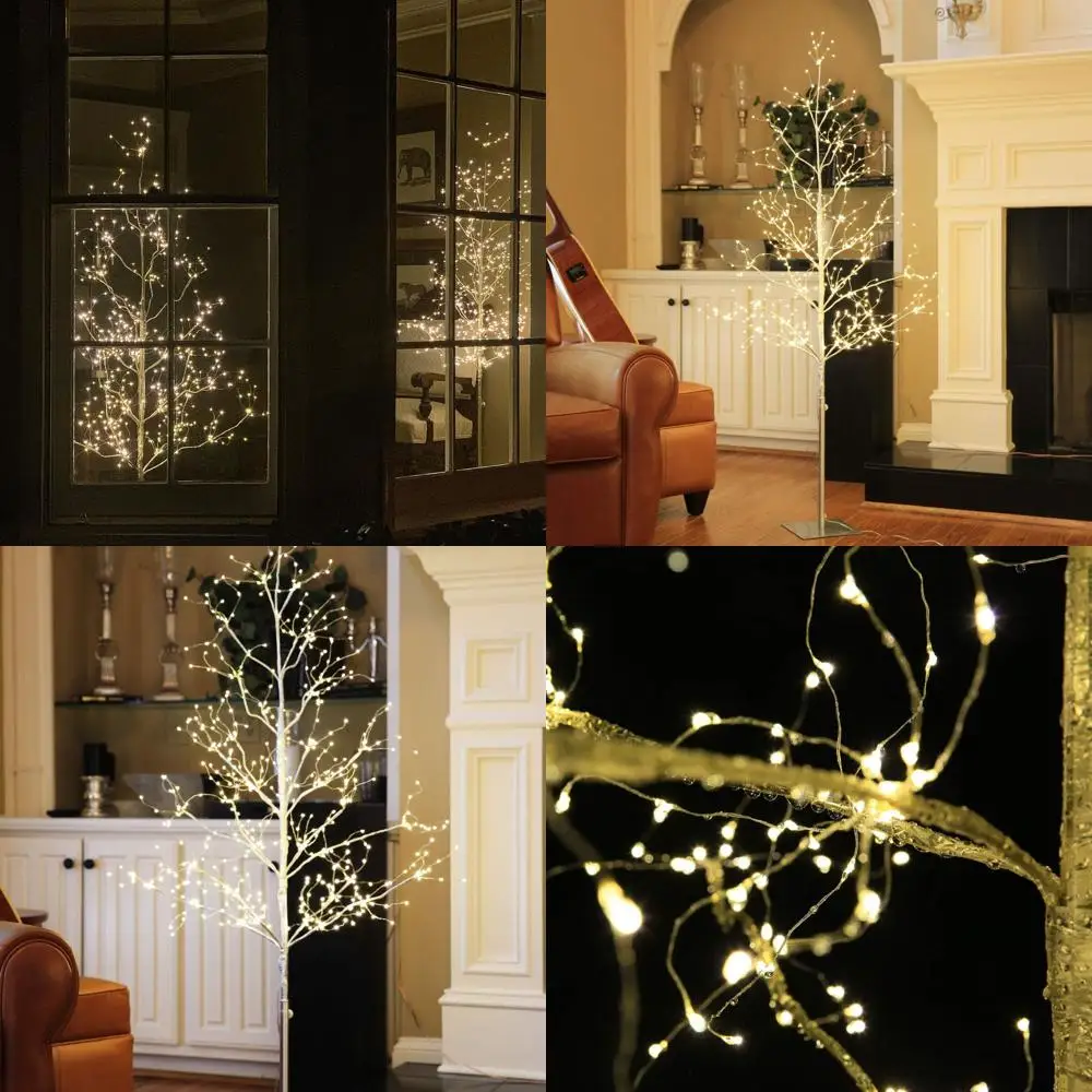 

5ft Starlit LED Tree with Warm White Angel Lights, Silver, Ideal for Home, Holidays, and Events