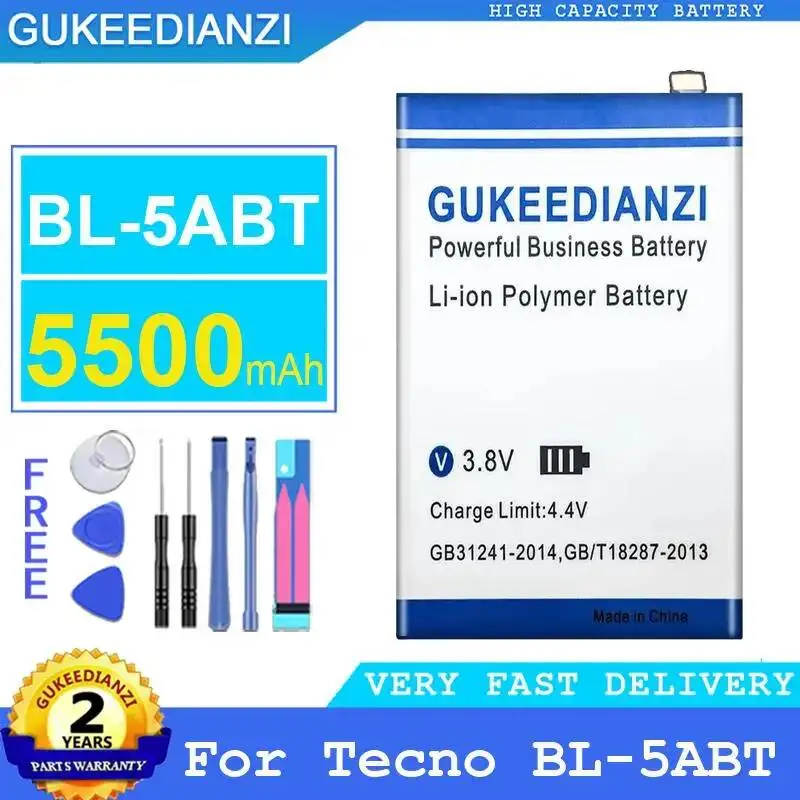 

Safe 5500Mah For Tecno BL-5ABT Reliable Replacement Mobile Phone Battery