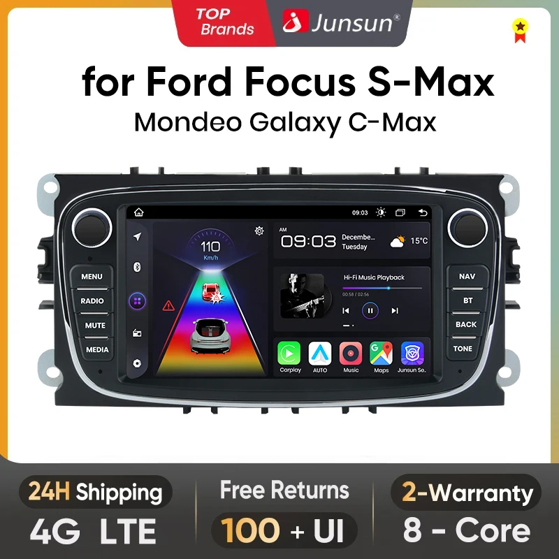 Junsun radio for Ford Focus S-Max Mondeo Galaxy C-Max Kuga Wireless Carplay Android Auto Car Intelligent Systems Multimedia